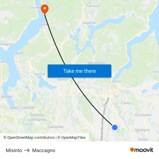Misinto to Maccagno map