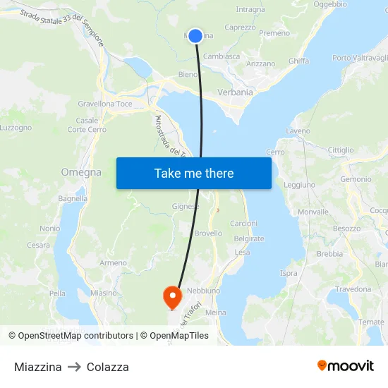 Miazzina to Colazza map