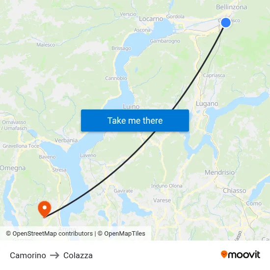 Camorino to Colazza map