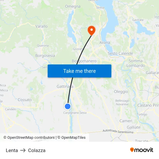 Lenta to Colazza map