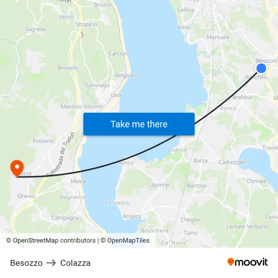 Besozzo to Colazza map