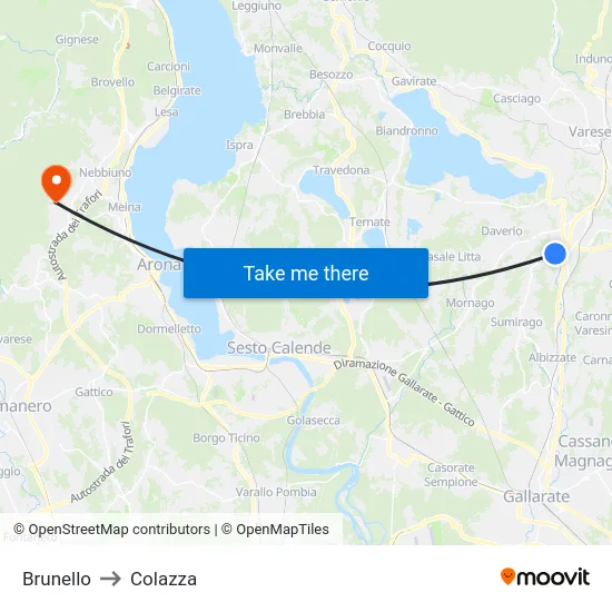 Brunello to Colazza map