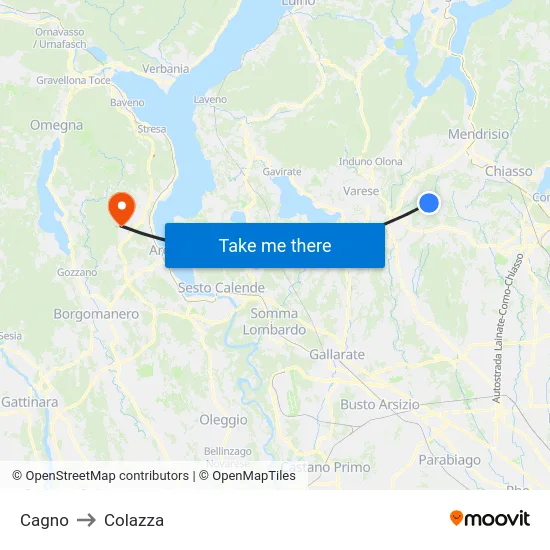 Cagno to Colazza map