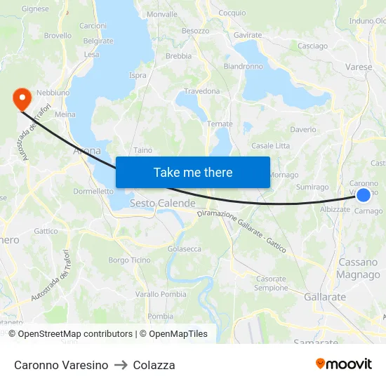 Caronno Varesino to Colazza map