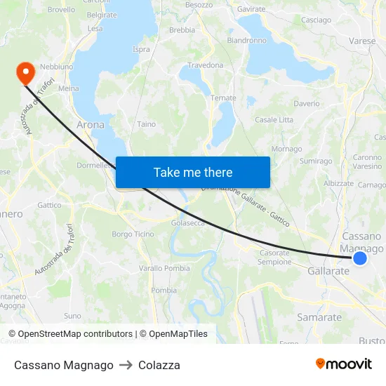 Cassano Magnago to Colazza map