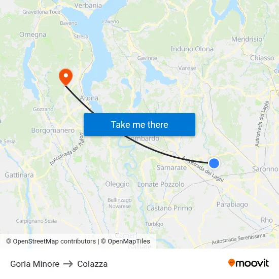Gorla Minore to Colazza map