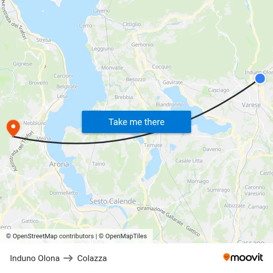 Induno Olona to Colazza map