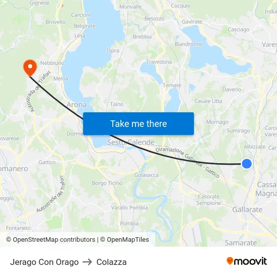 Jerago con Orago to Colazza map