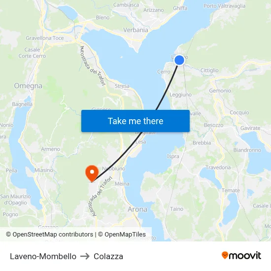 Laveno-Mombello to Colazza map