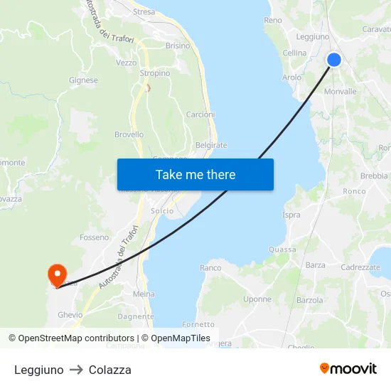 Leggiuno to Colazza map