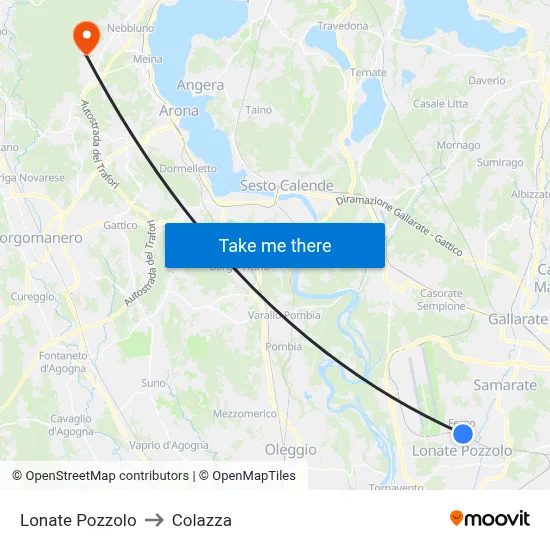 Lonate Pozzolo to Colazza map
