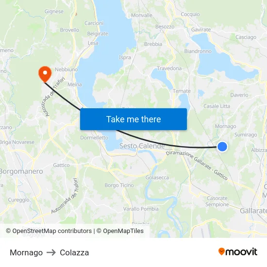 Mornago to Colazza map