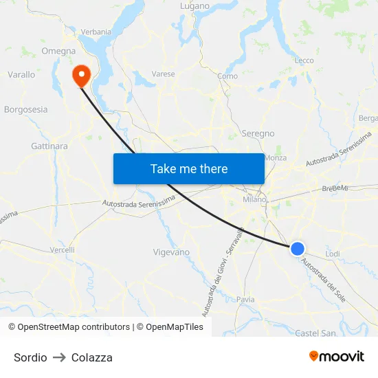 Sordio to Colazza map