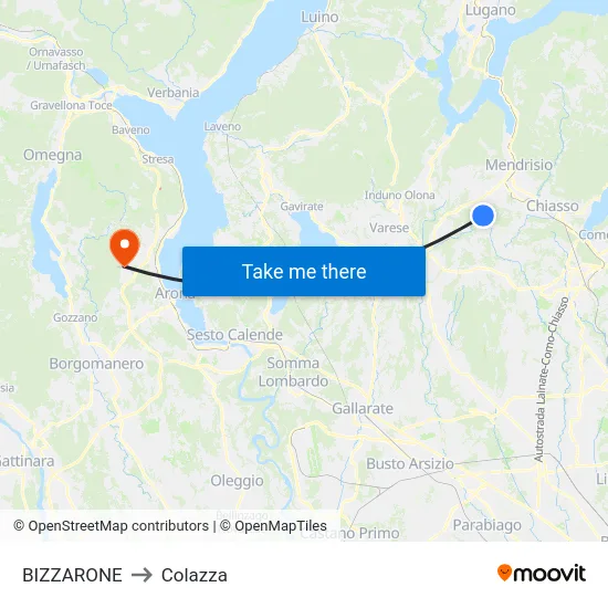 BIZZARONE to Colazza map