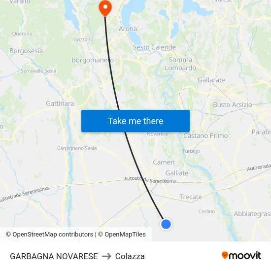 Garbagna Novarese to Colazza map