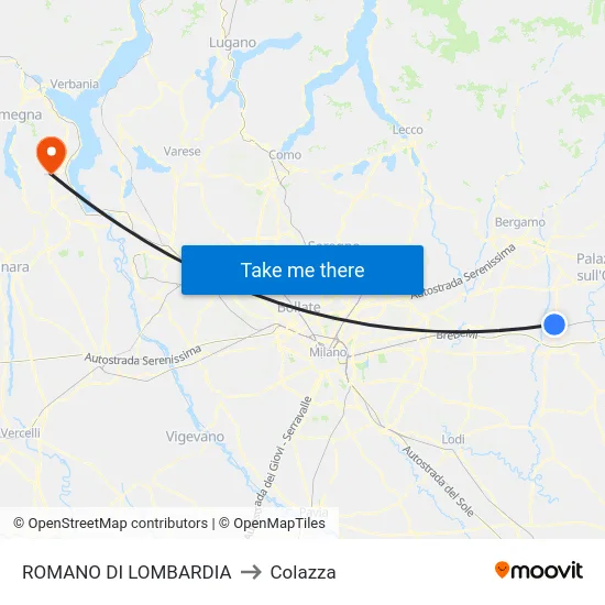 ROMANO DI LOMBARDIA to Colazza map