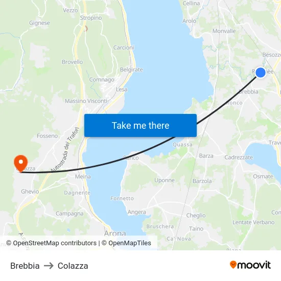 Brebbia to Colazza map