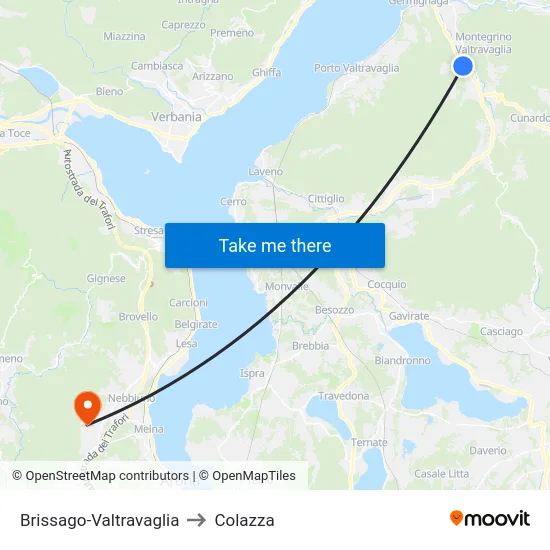 Brissago-Valtravaglia to Colazza map