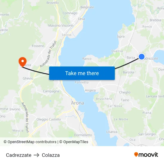 Cadrezzate to Colazza map