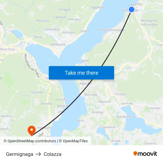 Germignaga to Colazza map