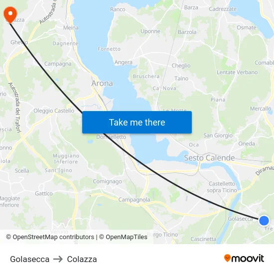 Golasecca to Colazza map