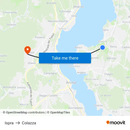 Ispra to Colazza map