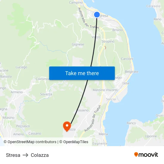 Stresa to Colazza map