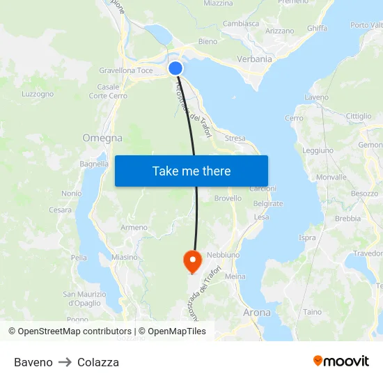 Baveno to Colazza map
