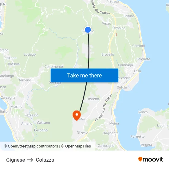 Gignese to Colazza map