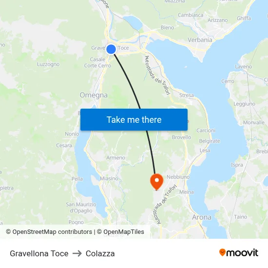 Gravellona Toce to Colazza map