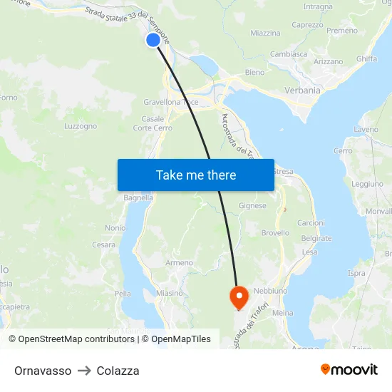 Ornavasso to Colazza map