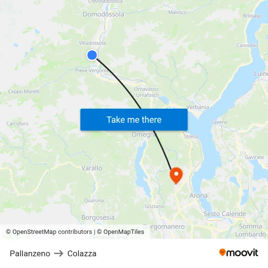 Pallanzeno to Colazza map