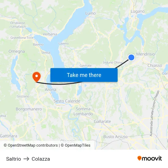 Saltrio to Colazza map