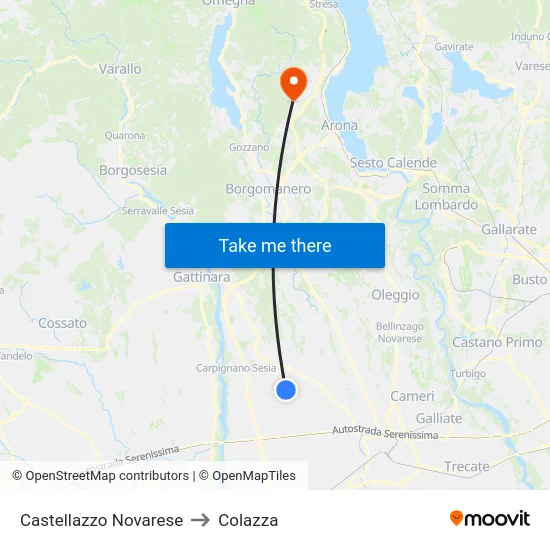 Castellazzo Novarese to Colazza map