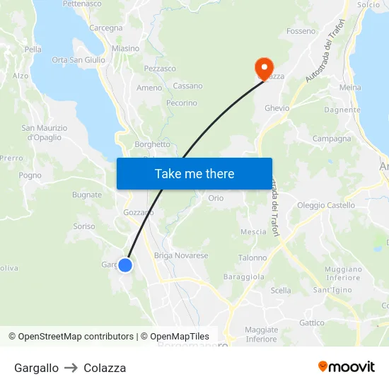 Gargallo to Colazza map