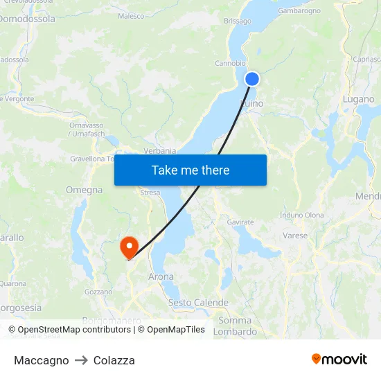 Maccagno to Colazza map
