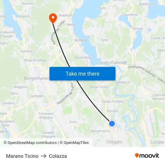 Marano Ticino to Colazza map