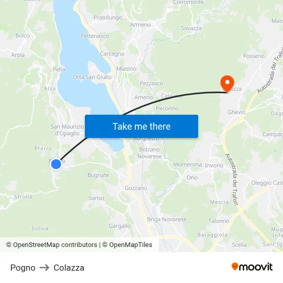 Pogno to Colazza map