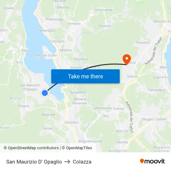 San Maurizio D' Opaglio to Colazza map