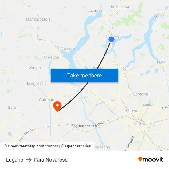 Lugano to Fara Novarese map