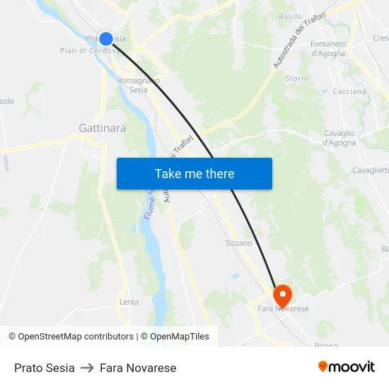 Prato Sesia to Fara Novarese map