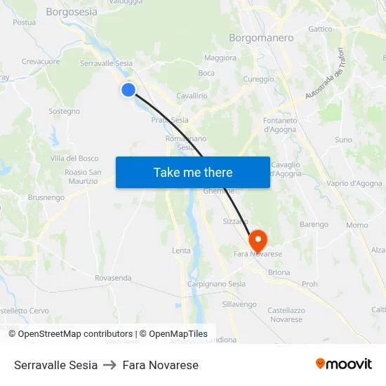 Serravalle Sesia to Fara Novarese map