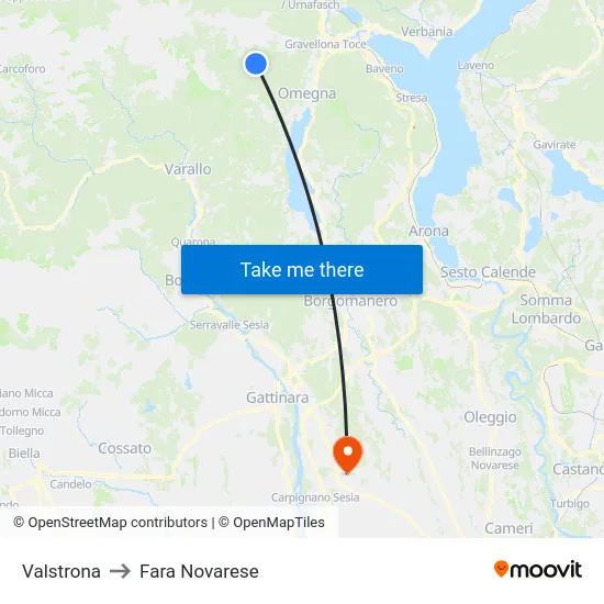 Valstrona to Fara Novarese map