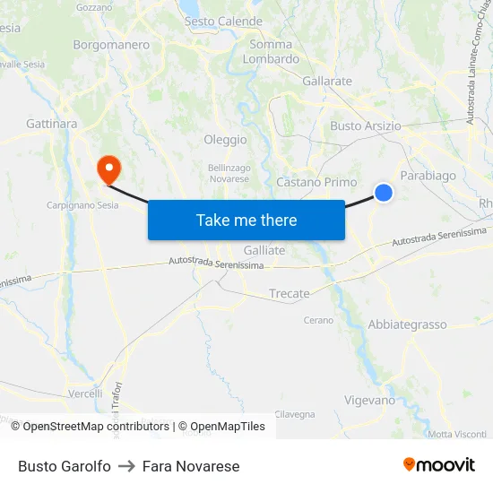 Busto Garolfo to Fara Novarese map