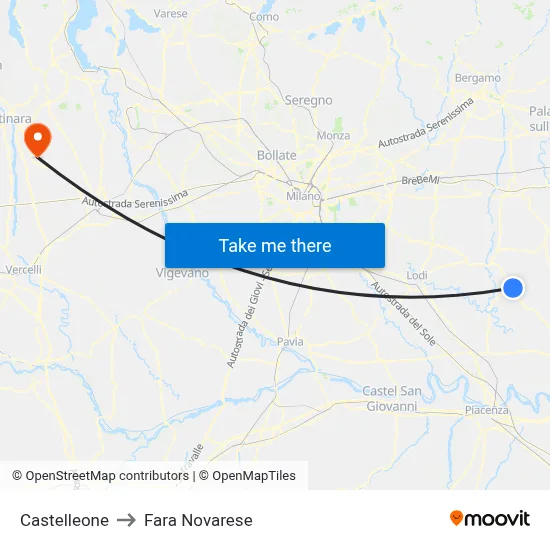 Castelleone to Fara Novarese map