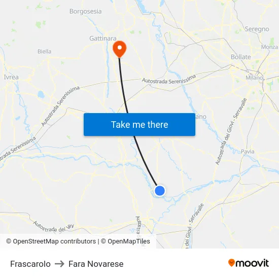 Frascarolo to Fara Novarese map
