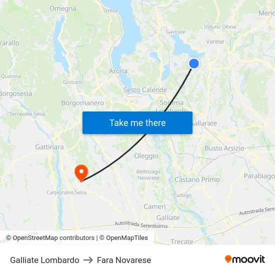 Galliate Lombardo to Fara Novarese map
