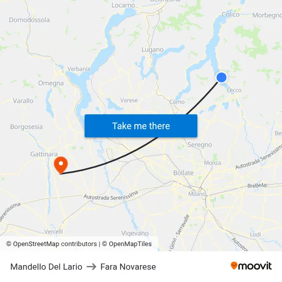Mandello Del Lario to Fara Novarese map