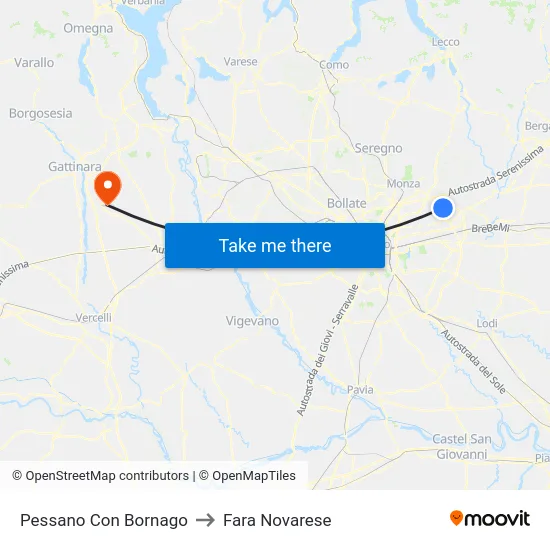Pessano Con Bornago to Fara Novarese map