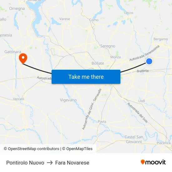 Pontirolo Nuovo to Fara Novarese map
